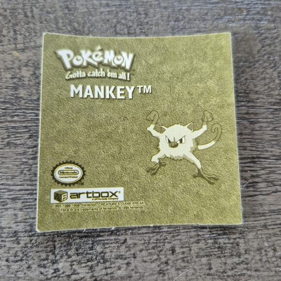 Vintage 1999 Pokemon Artbox Series 1 Stickers Mankey #G09 Gold Holo - Picture 8 of 9